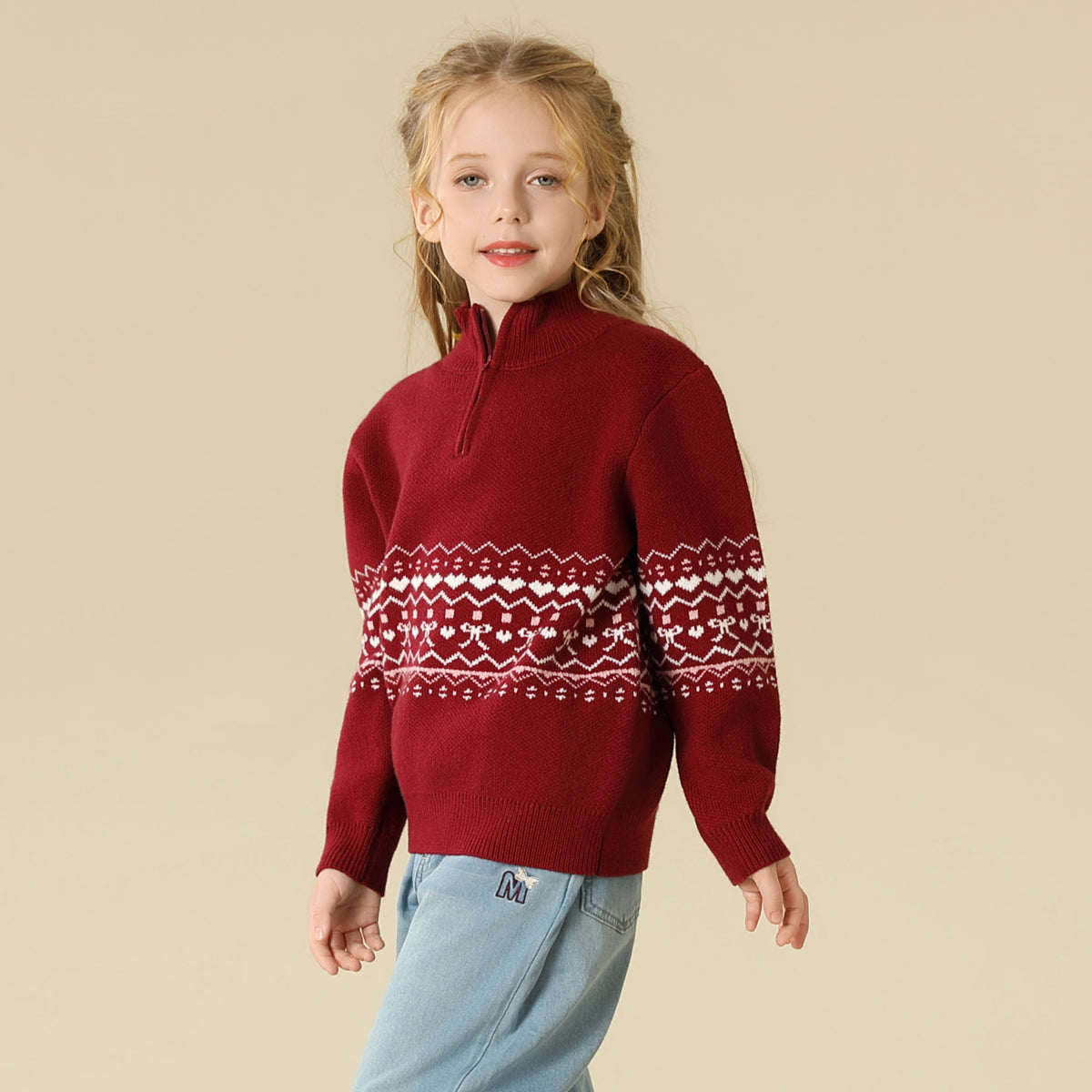 Prominent Print Sweater For Girls