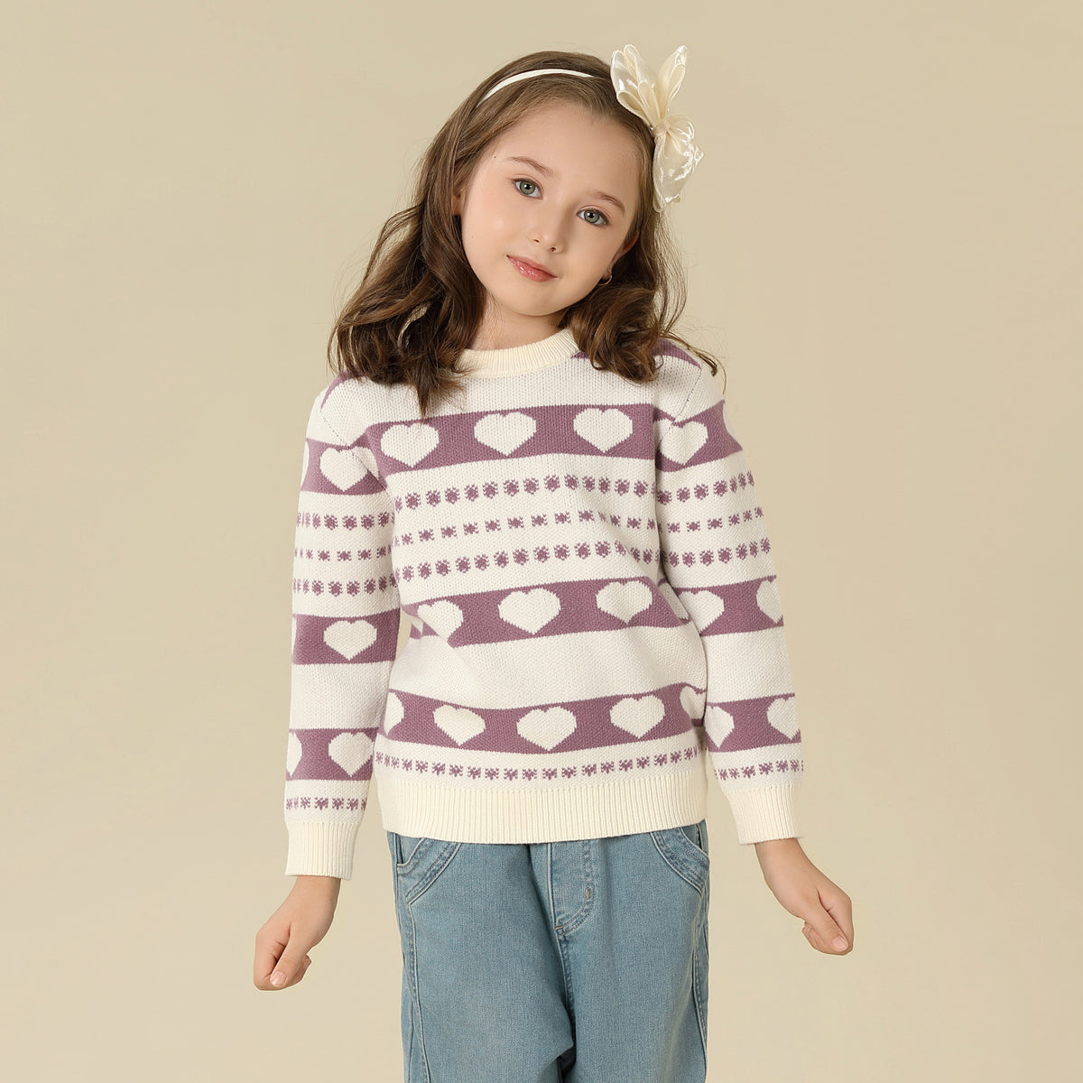 Prominent Print Sweater For Girls