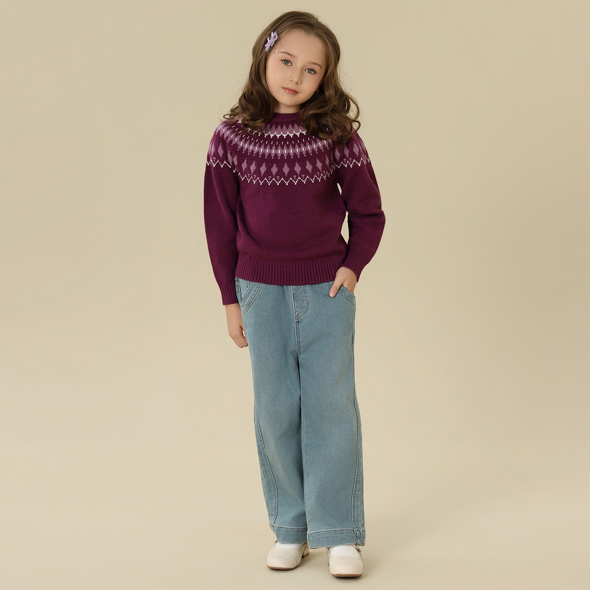 Prominent Print Sweater For Girls