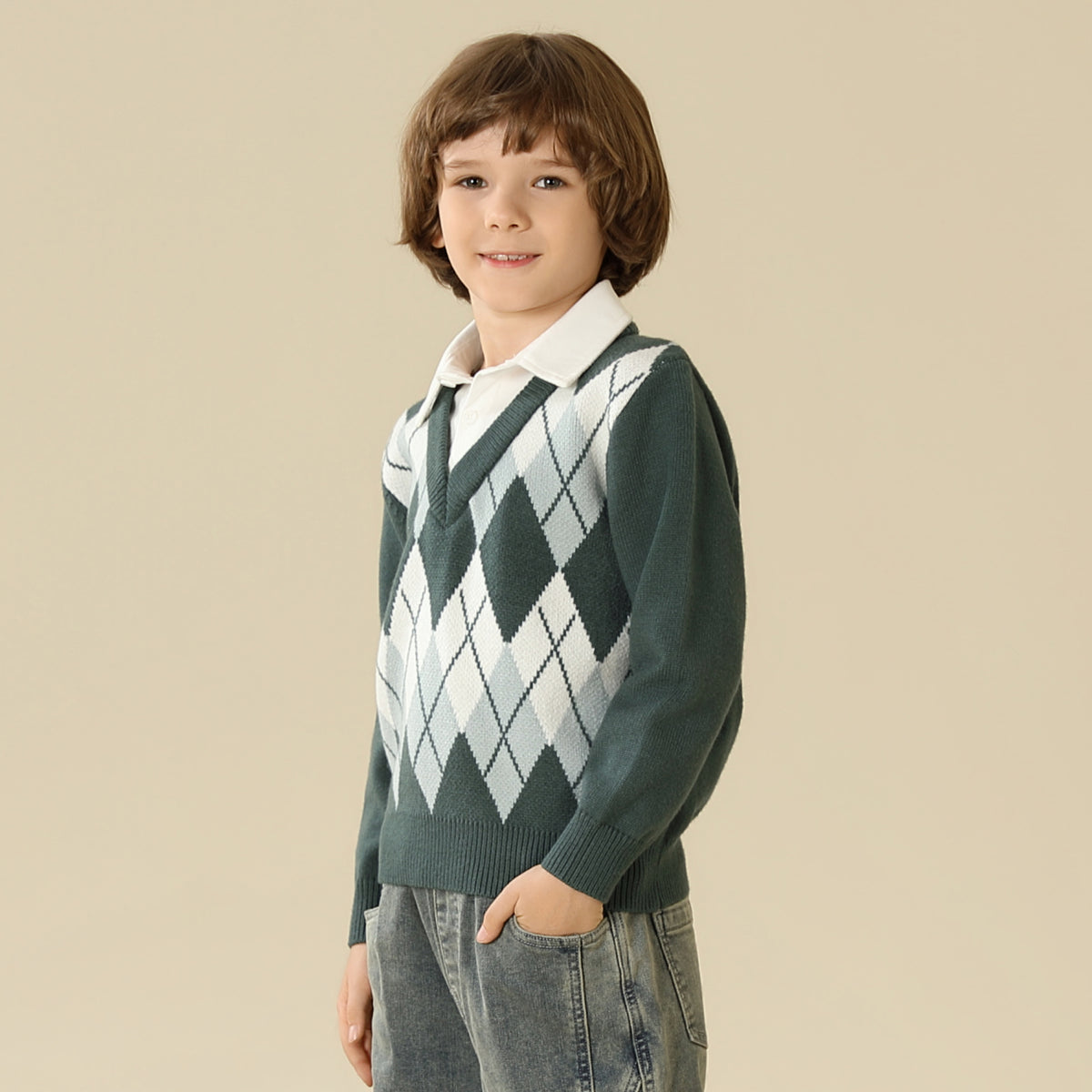 Checked Sweater For Boys