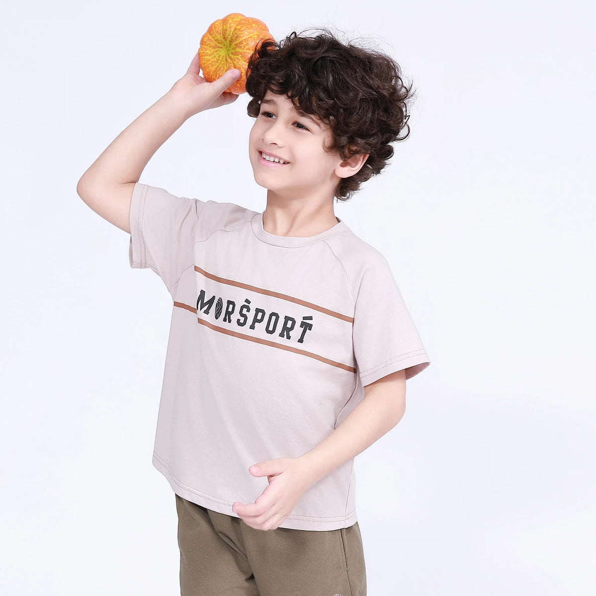 Printed T.Shirt for Boys Beige Image