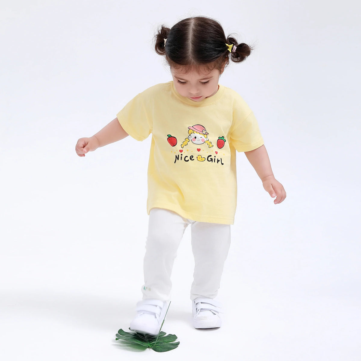 Printed Street Look T.Shirt for Baby Girl Yellow Image