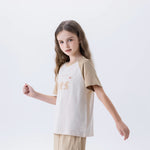 Beige Printed Fashion T.Shirt For Girls Image