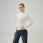 Off White Plain Slim Sleeve T.Shirt with Tight for Women Image