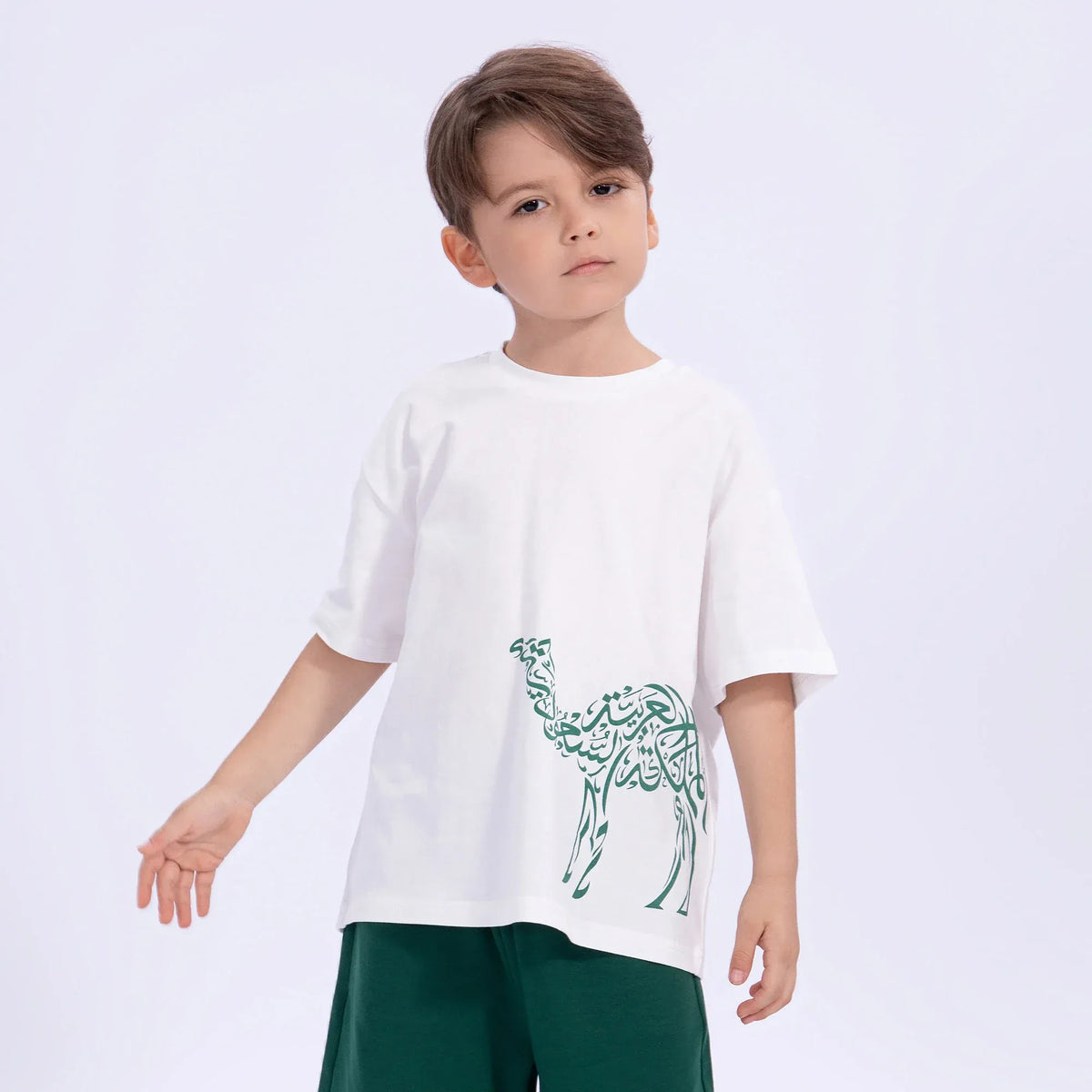 White Printed Casual T.Shirt for Boys Image