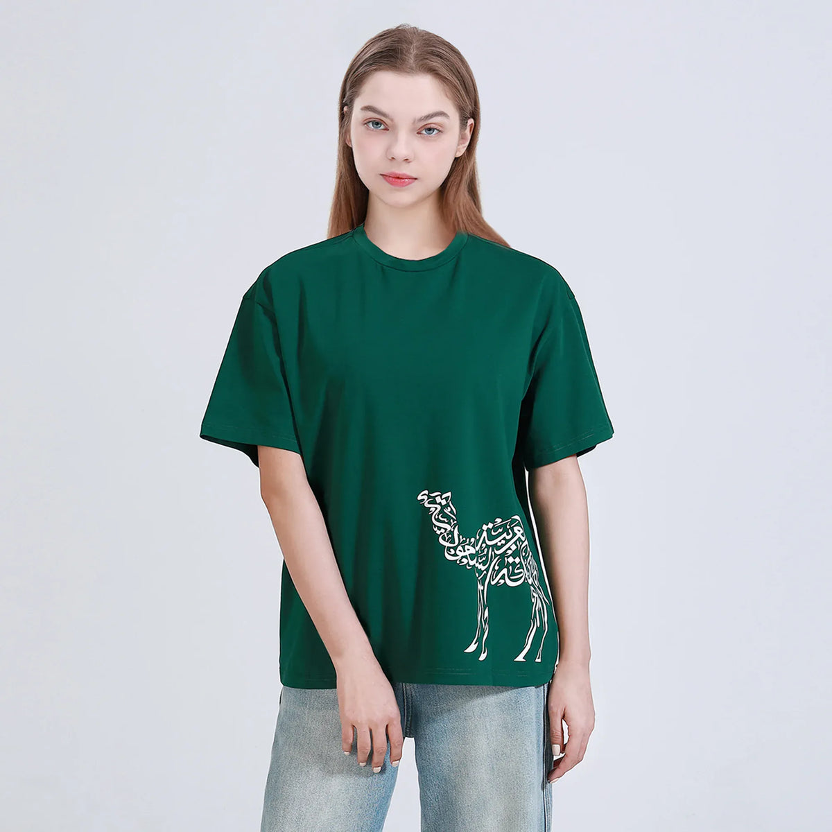 Green Printed Casual T.Shirt for Women Image
