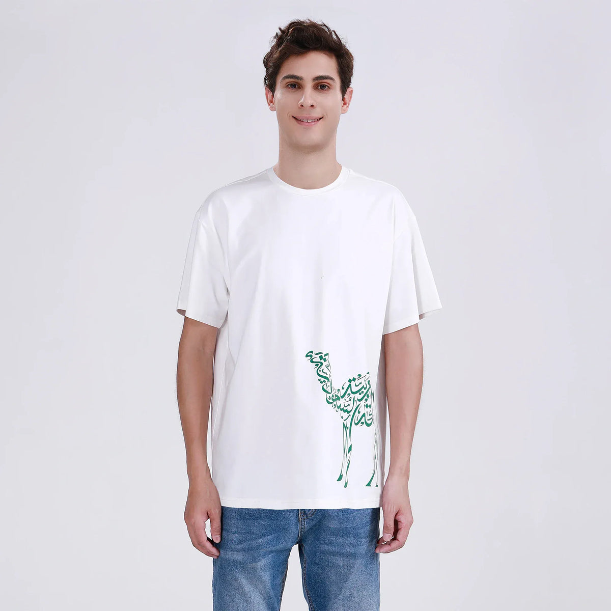 White Printed Casual T.Shirt for Men Image