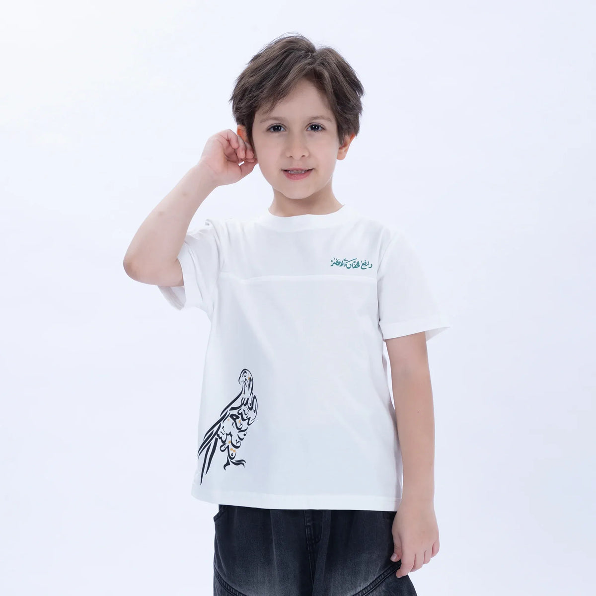 White Printed Casual T.Shirt for Boys Image