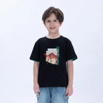 Black Printed Casual T.Shirt for Boys Image