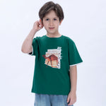 Green Printed Casual T.Shirt for Boys Image