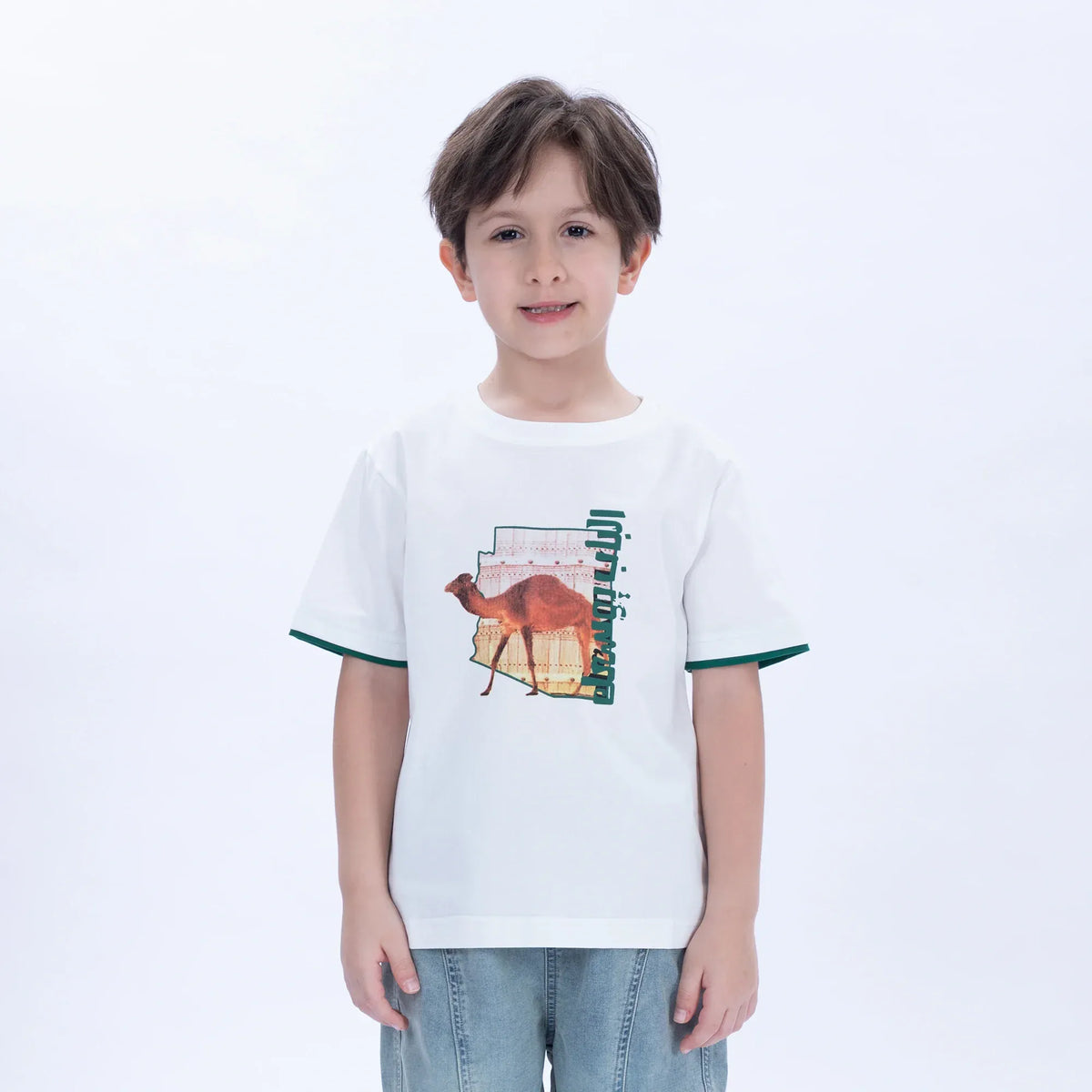 White Printed Casual T.Shirt for Boys Image