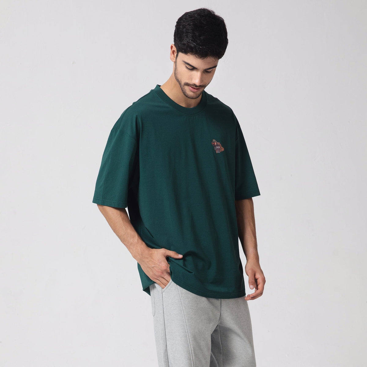 Green Printed Casual T.Shirt for Men Image