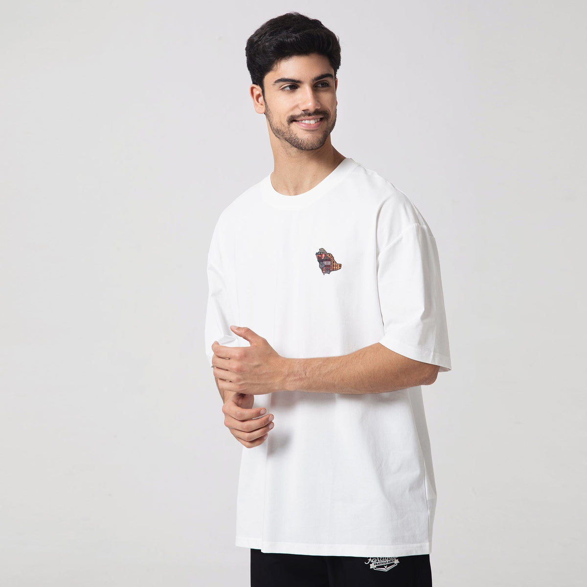 White Printed Casual T.Shirt for Men Image
