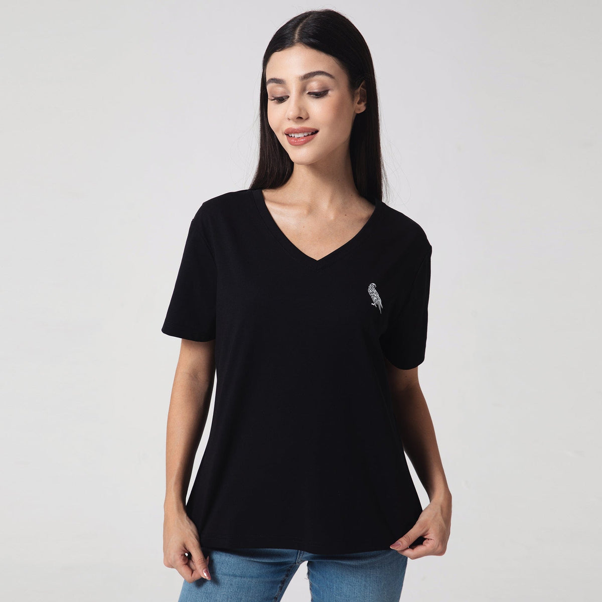 Black Printed Casual T.Shirt for Women Image