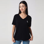 Black Printed Casual T.Shirt for Women Image