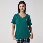 Green Printed Casual T.Shirt for Women Image