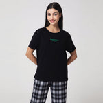 Black Printed Casual T.Shirt for Women Image