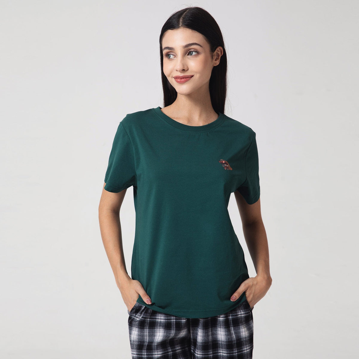 Green Printed Casual T.Shirt for Women Image