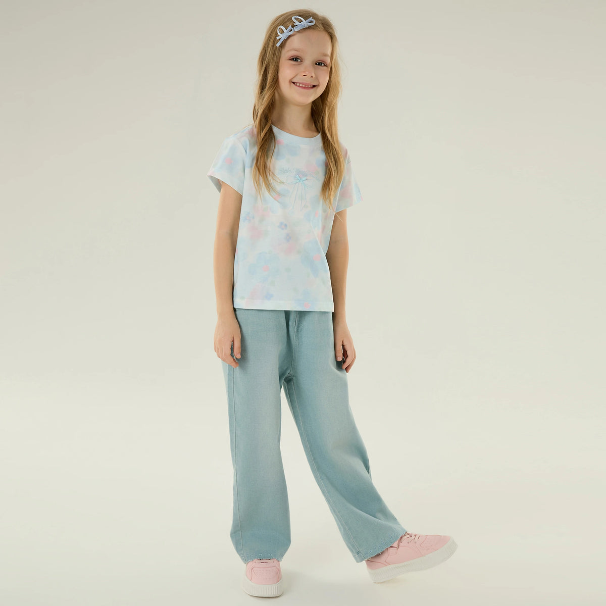 تيشيرت كاجوال مزين بنمط الزهور للبنات