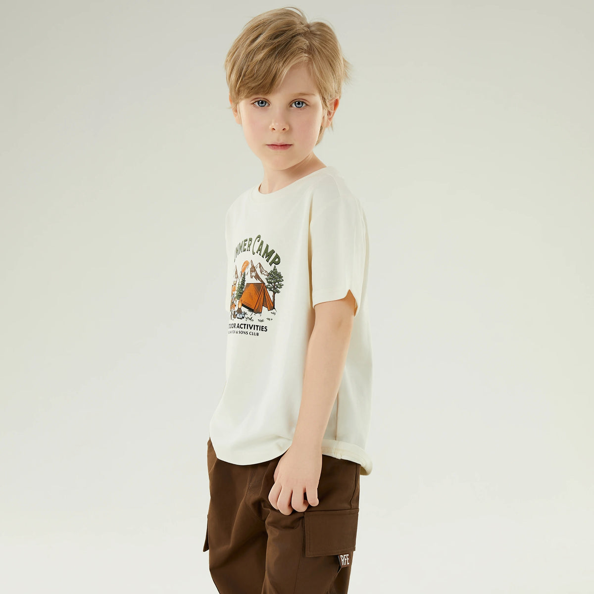 تيشيرت كاجوال مزين بطباعة للأولاد