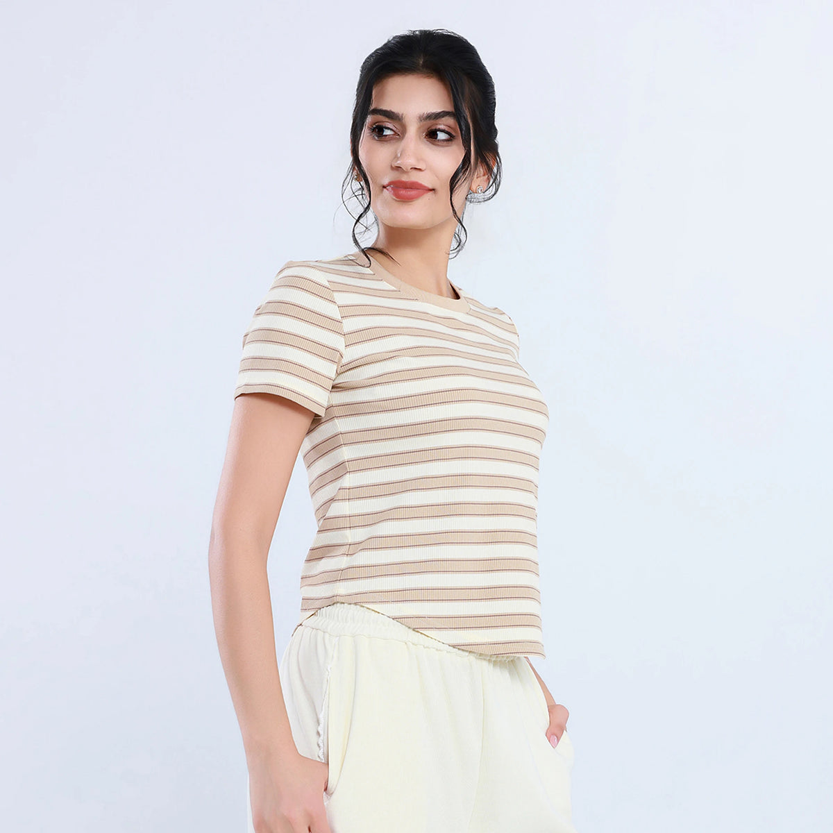 تيشيرت كاجوال مخطط للنساء