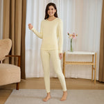 Light Yellow Plain Thermal Set-2Pc for Women Image