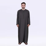 Dark Grey Embroidery Thoub for Men Image