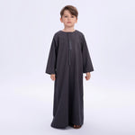 Dark Grey Embroidery Thoub for Boys Image
