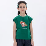 Green Printed Casual Vest for Girls Image