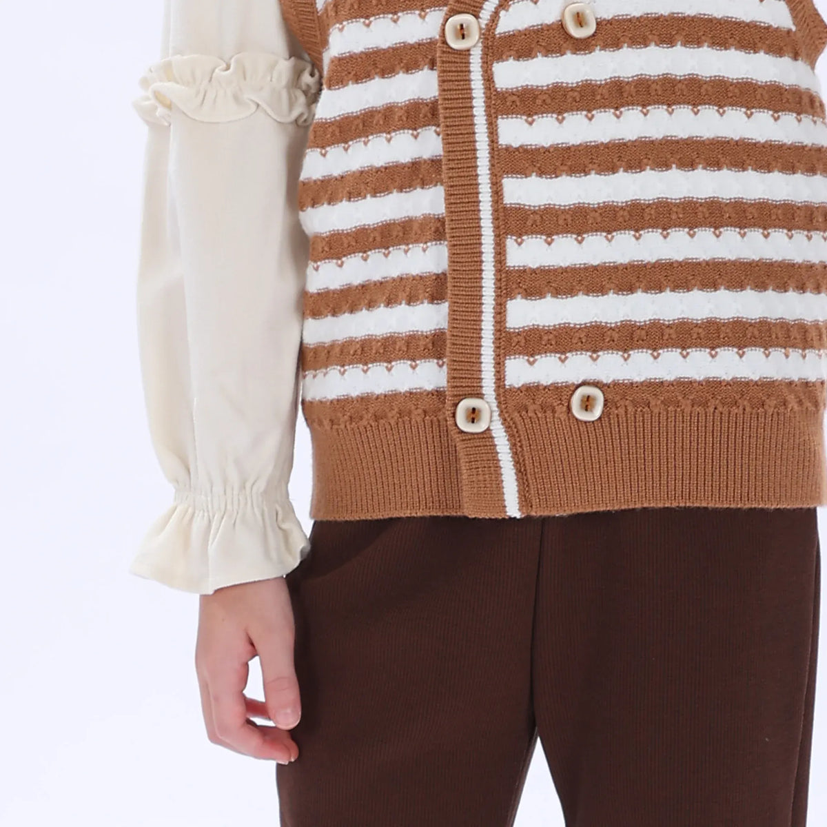 Casual Striped Waistcoat for Girls Image