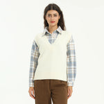 Beige Elegant Jacquard Waistcoat for Women Image