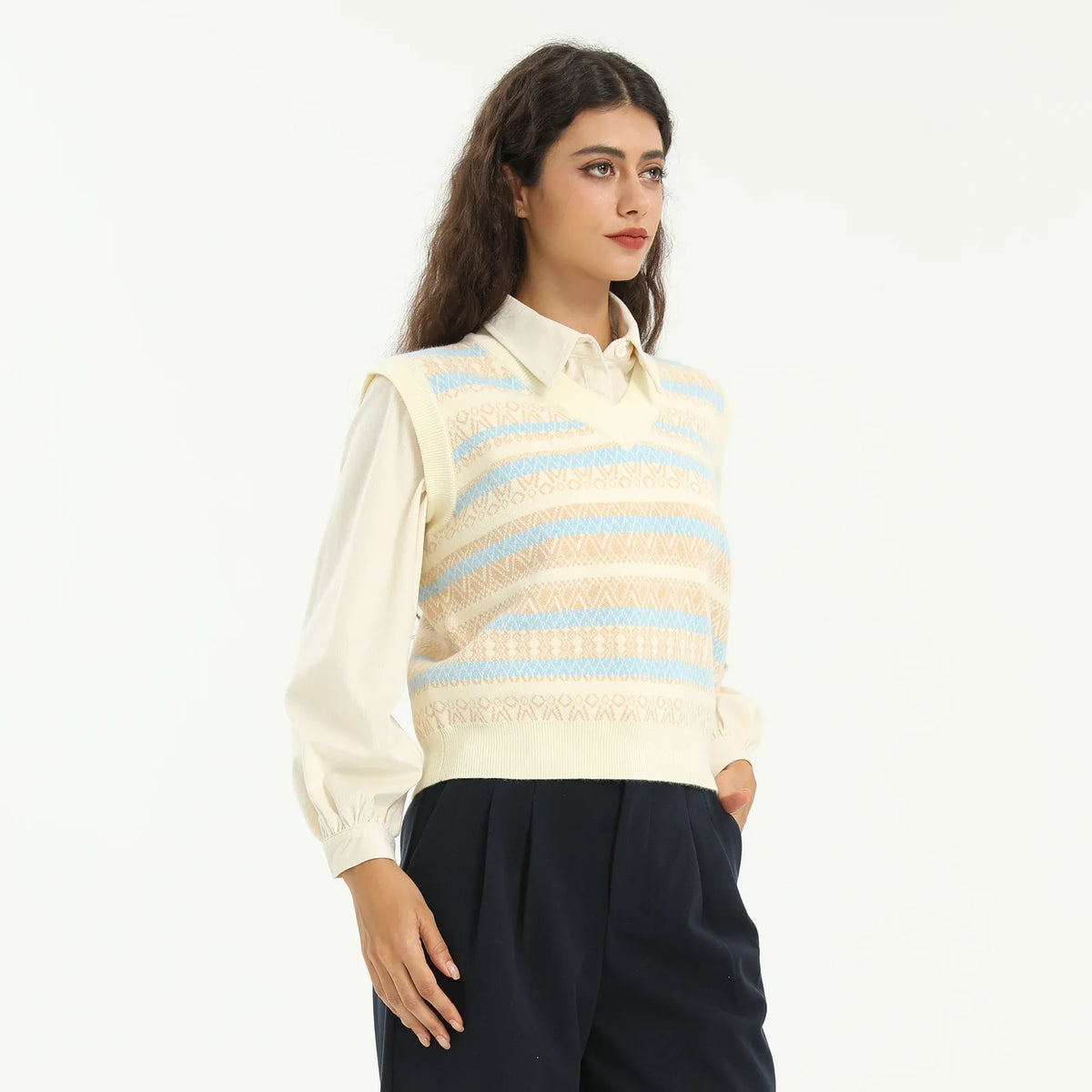 Elegant Striped Waistcoat for Women Image