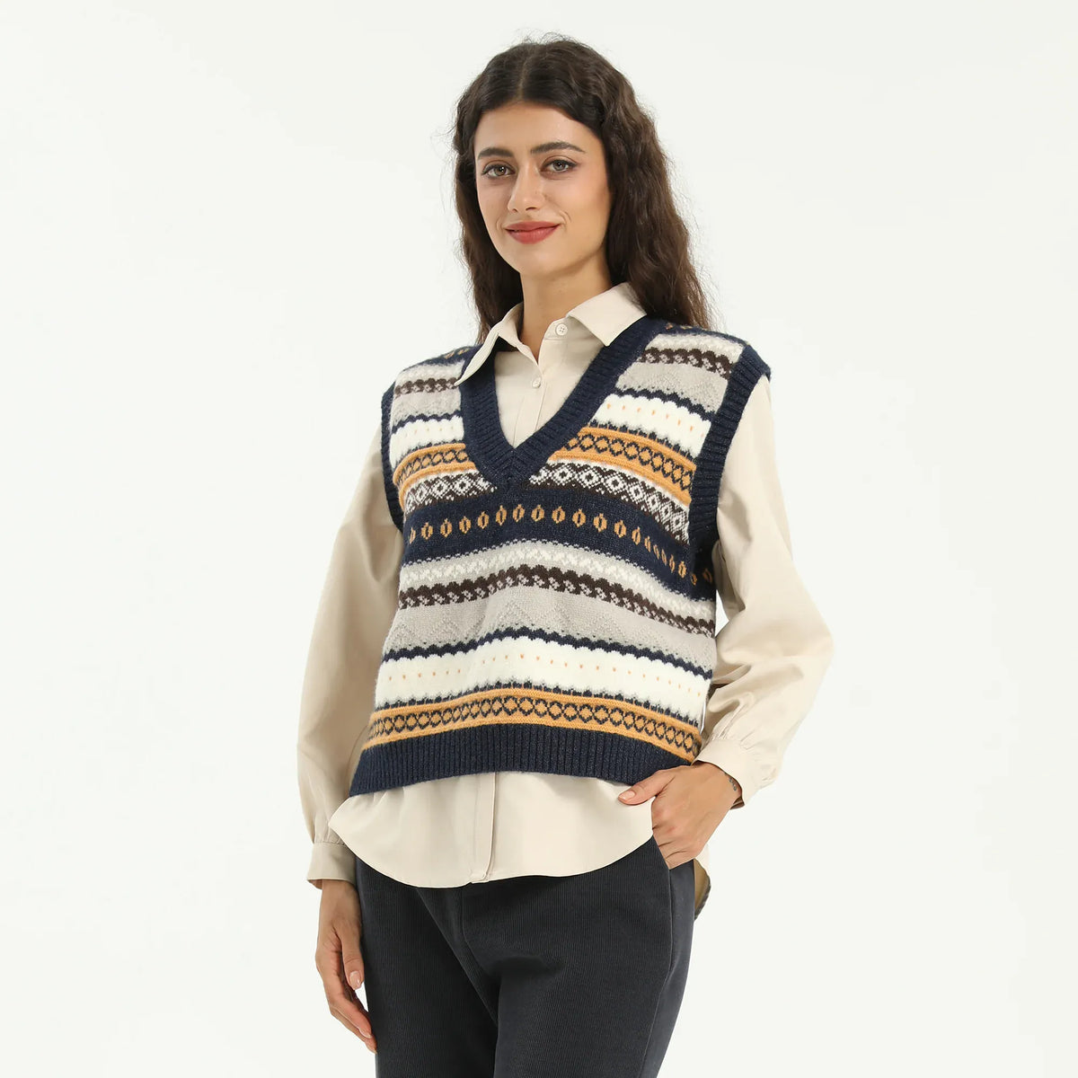 Elegant Striped Waistcoat for Women Image