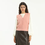 Pink Elegant Jacquard Waistcoat for Women Image