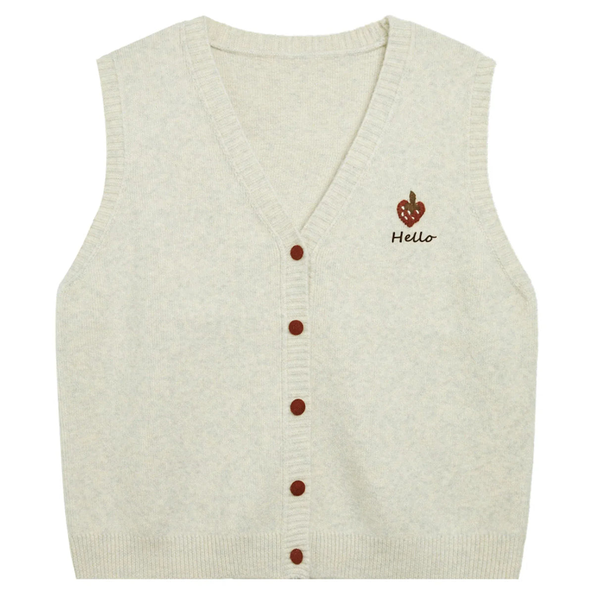 Embroidery Regular Sleevless Waistcoat with V-Neck for Women Image