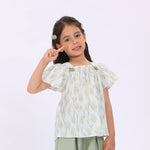 Green Floral Blouse for Girls Image