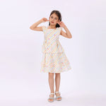 Light Yellow Striped Dress for Girls Image