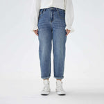 بنطال جينز بخصر مطاطى وزر إغلاق للنساء