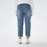 بنطال جينز بخصر مطاطى وزر إغلاق للنساء