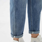 بنطال جينز بخصر مطاطى وزر إغلاق للنساء