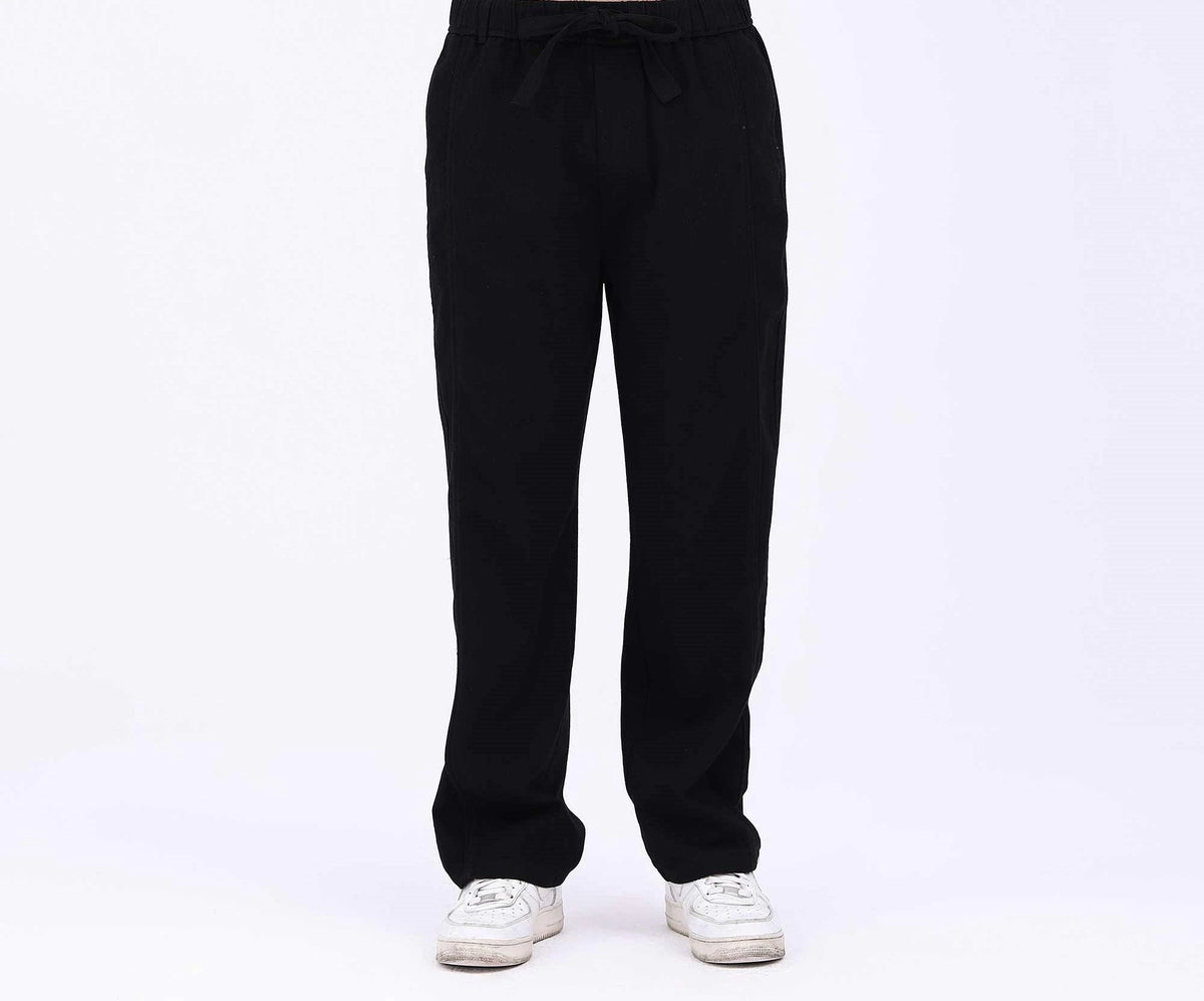 Plain Casual Pants For Men Black Image