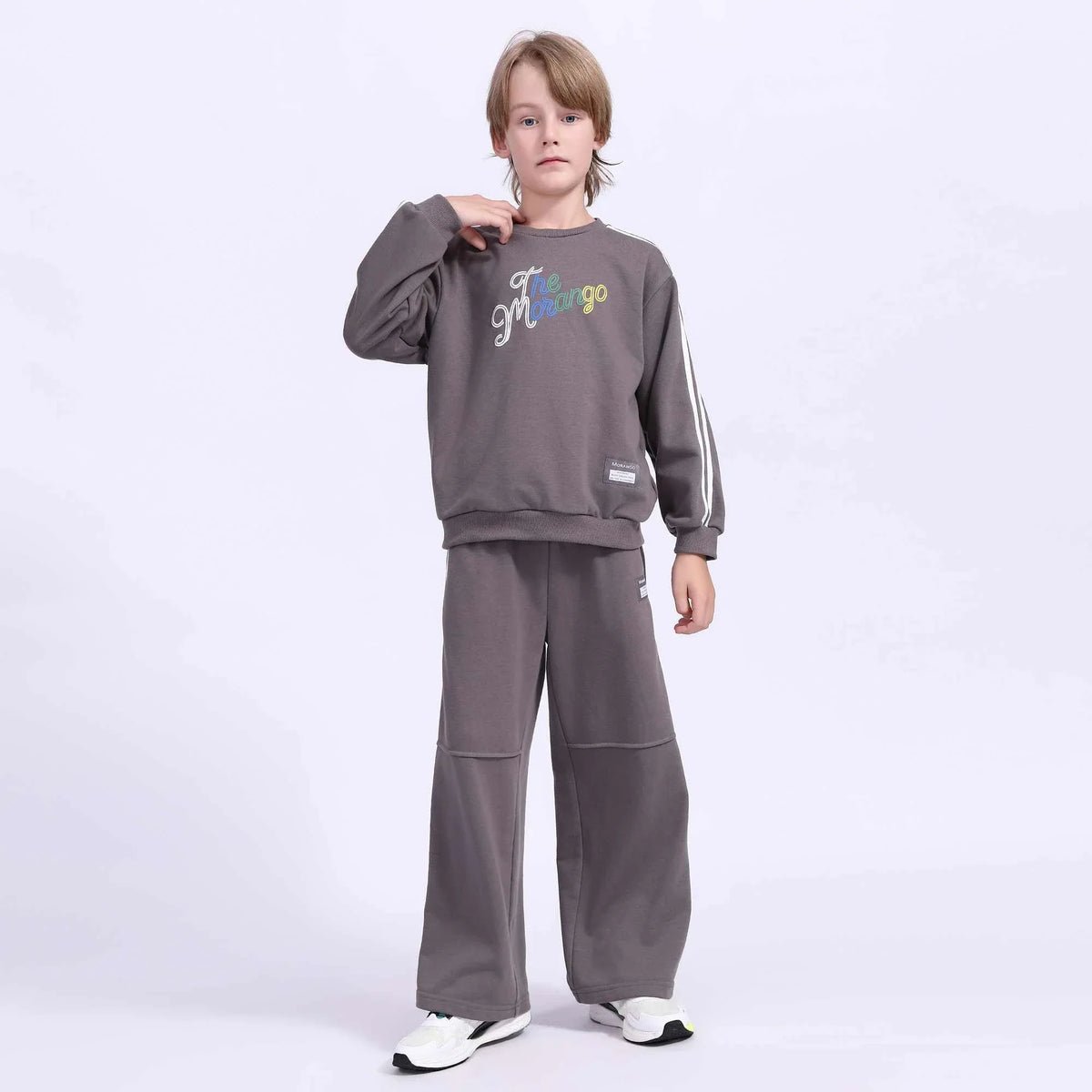 Printed Basic Pullover For Boys Dark Gray Image