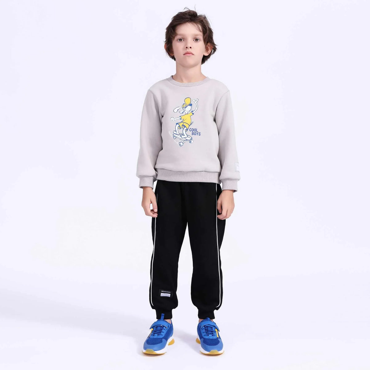 Printed Basic Pullover For Boys Light Gray Image