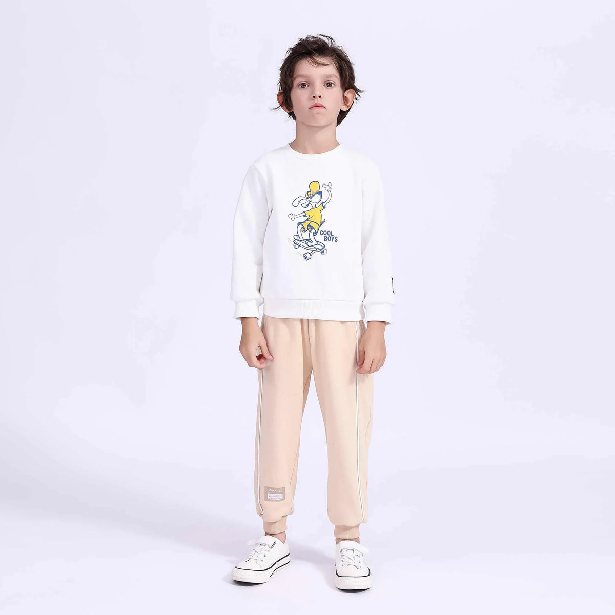 Printed Basic Pullover For Boys Off White Image