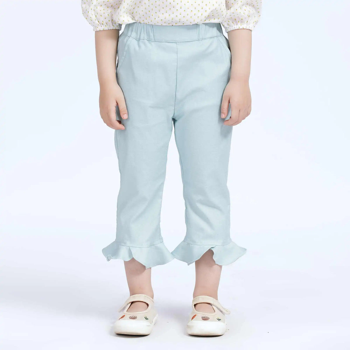 Bell-Bottom Casual Pants For Girls 100 | 3Y Green Image