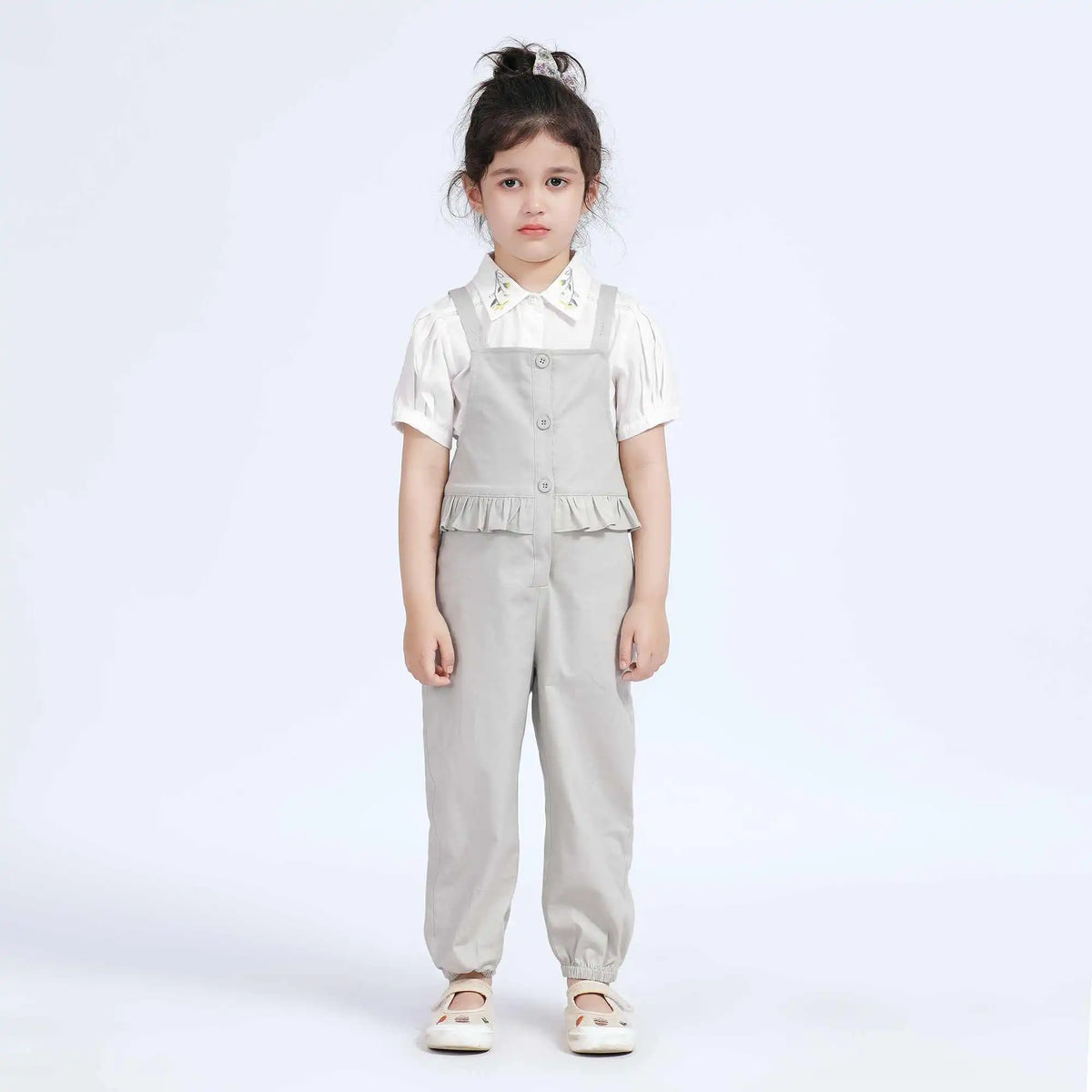 Plain Casual Overalls For Girls 100 | 3Y Gray Image