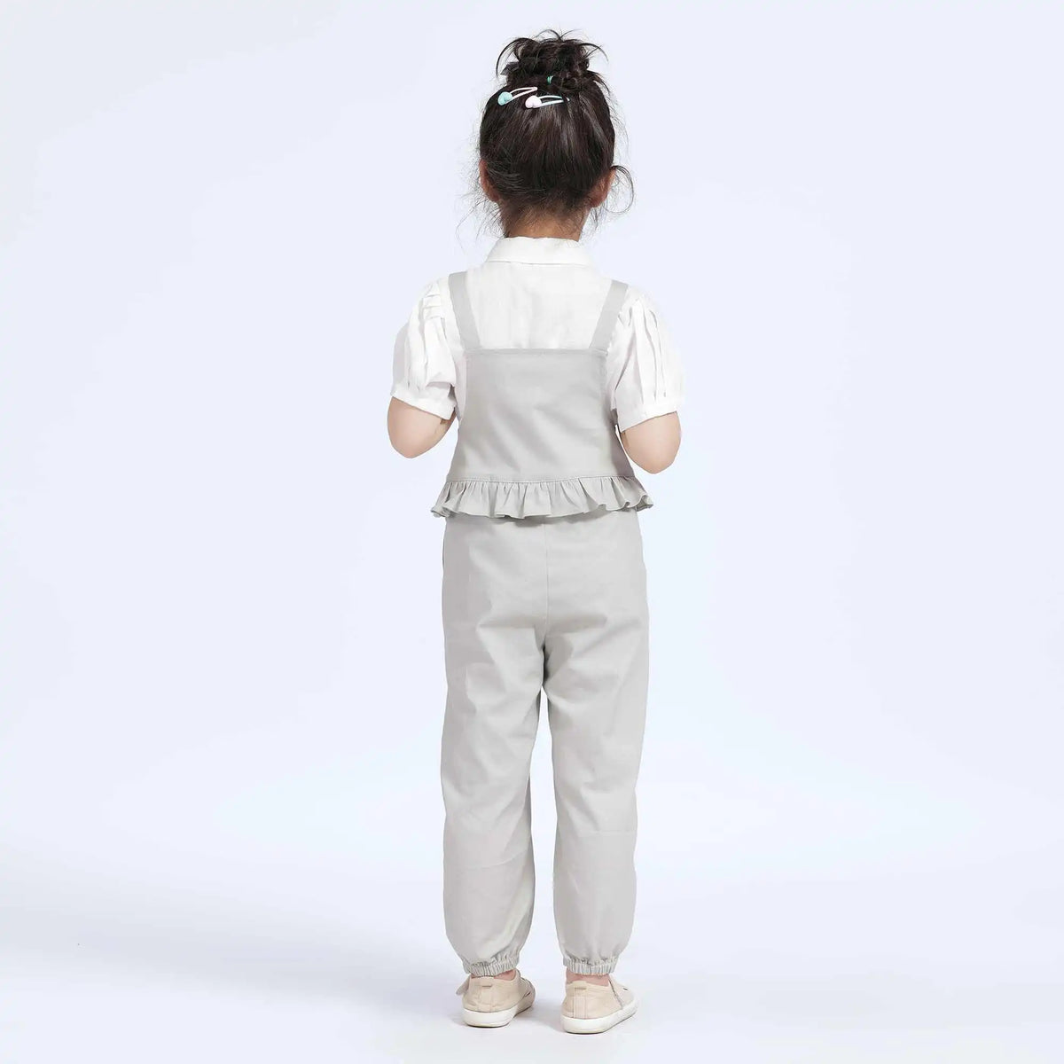 Plain Casual Overalls For Girls 110 | 4-5Y Gray Image