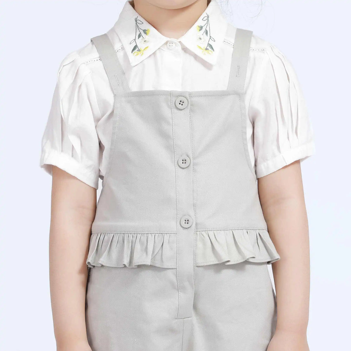 Plain Casual Overalls For Girls 160 | 12-13Y Gray Image