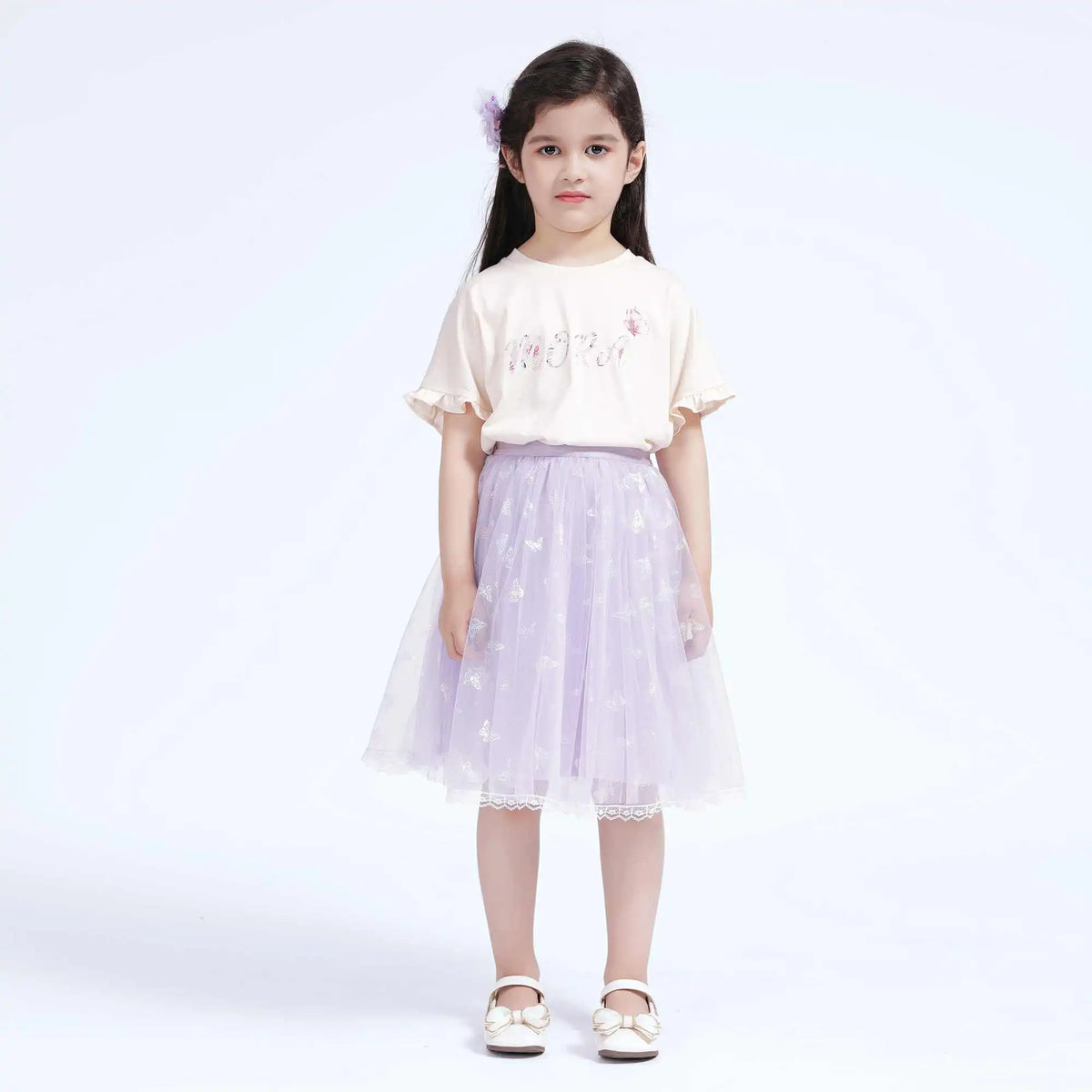 Puffy Casual Skirt For Girls 120 | 5-6Y Purple Image