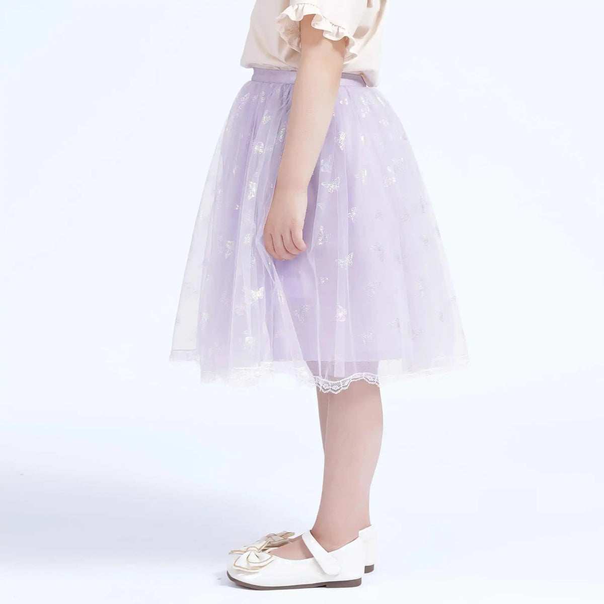 Puffy Casual Skirt For Girls 130 | 7-8Y Purple Image